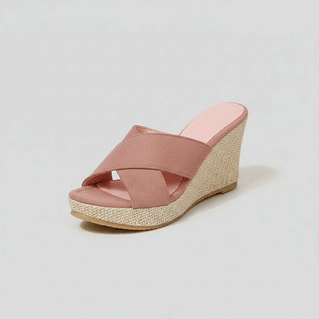 Gaia Platform Wedge Sandals with Cross Straps