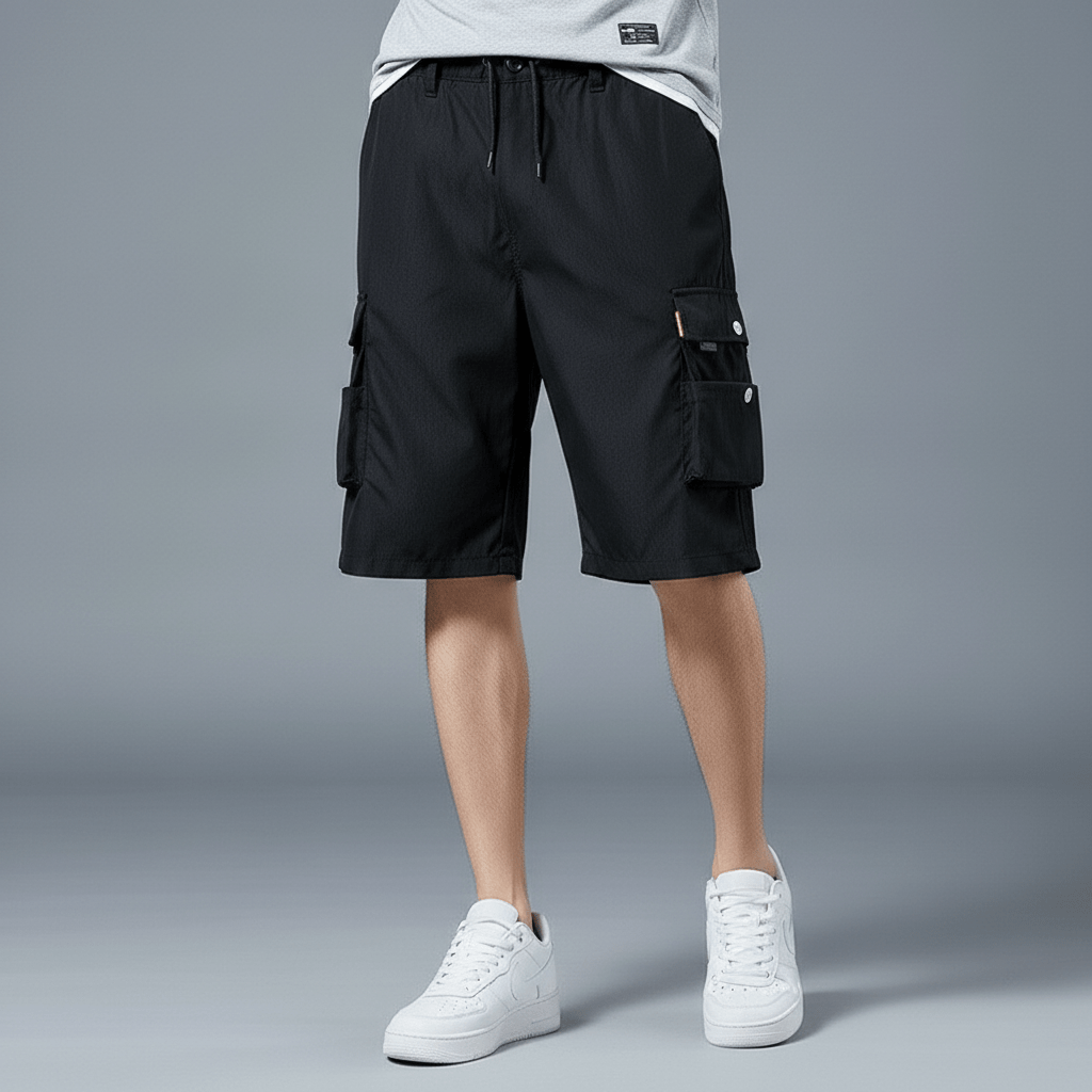 Gerard Drawstring Cargo Shorts with Side Slip Pockets