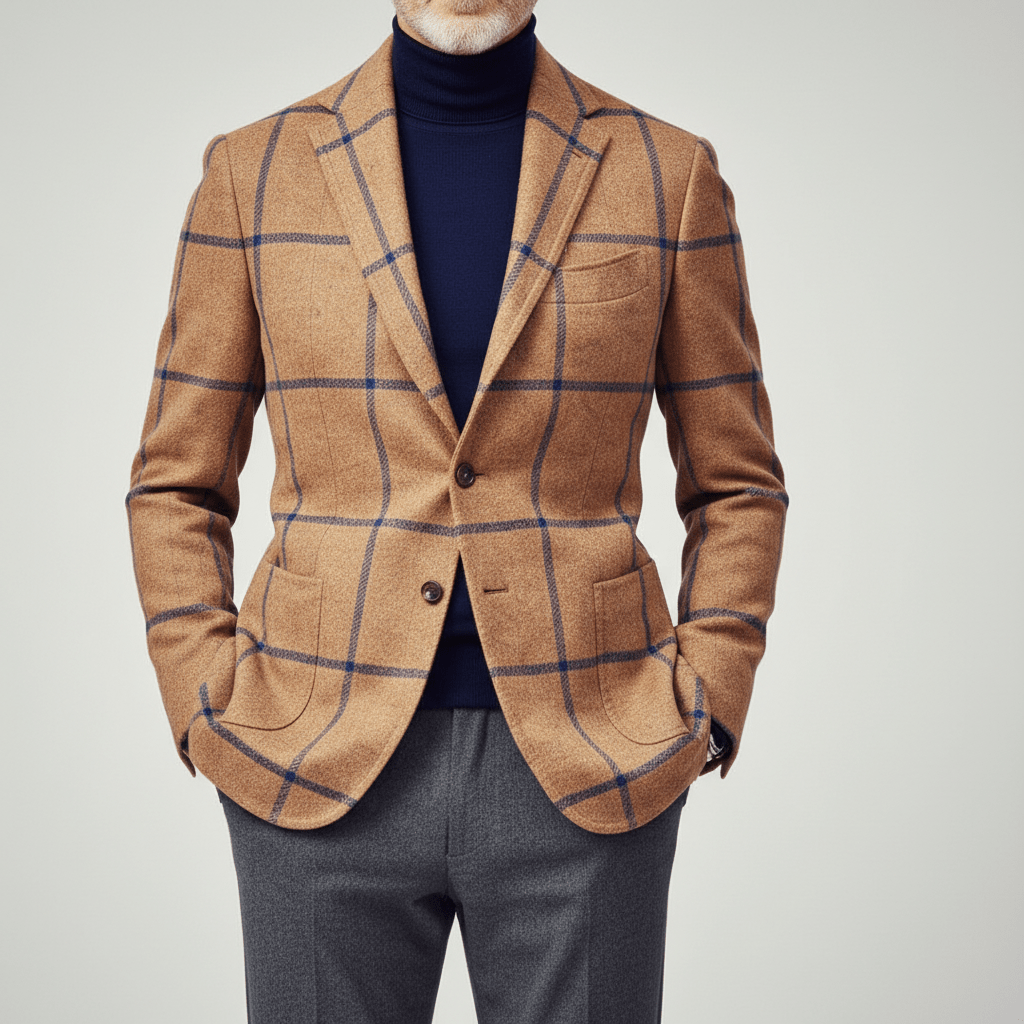 Gregor Plaid Tweed Blazer for Men Vintage Check Blazer