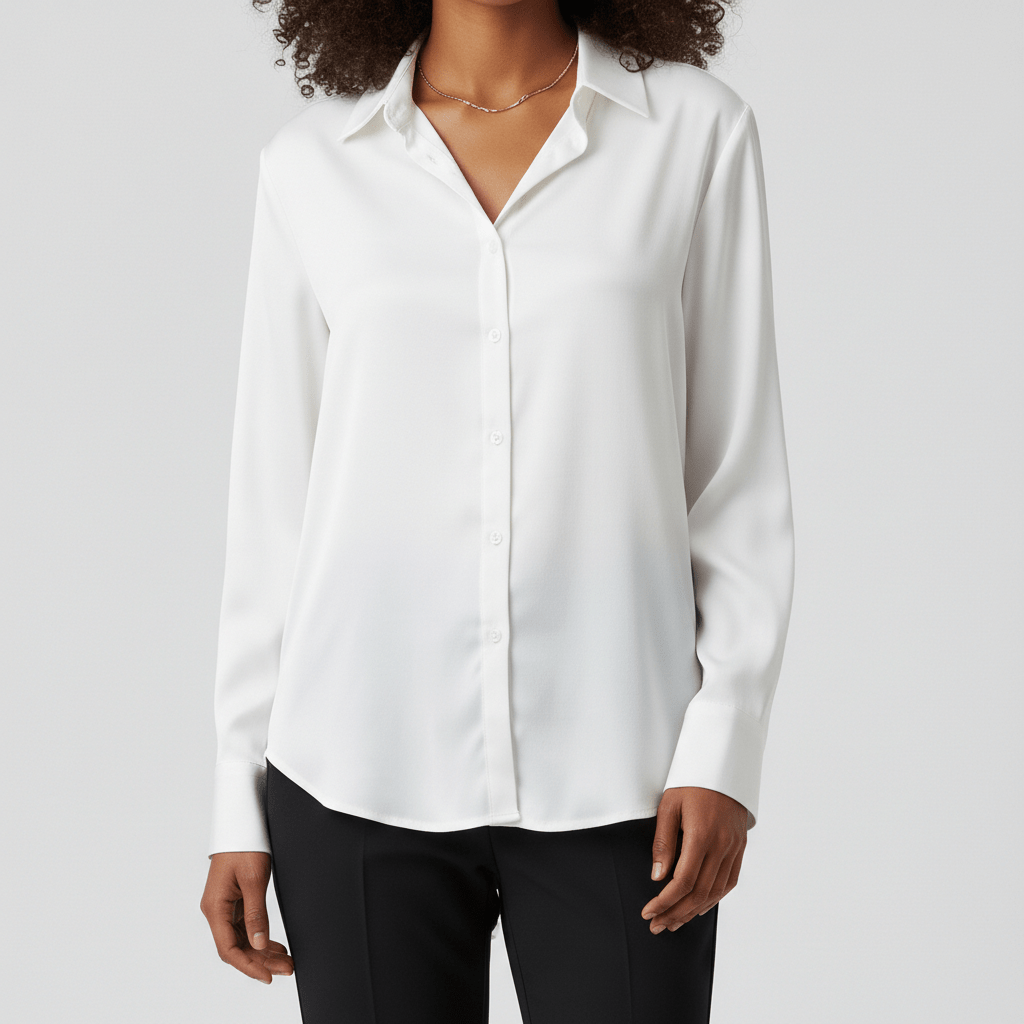 Hailey Button-Up Long Sleeve Blouse with Shirt Collar