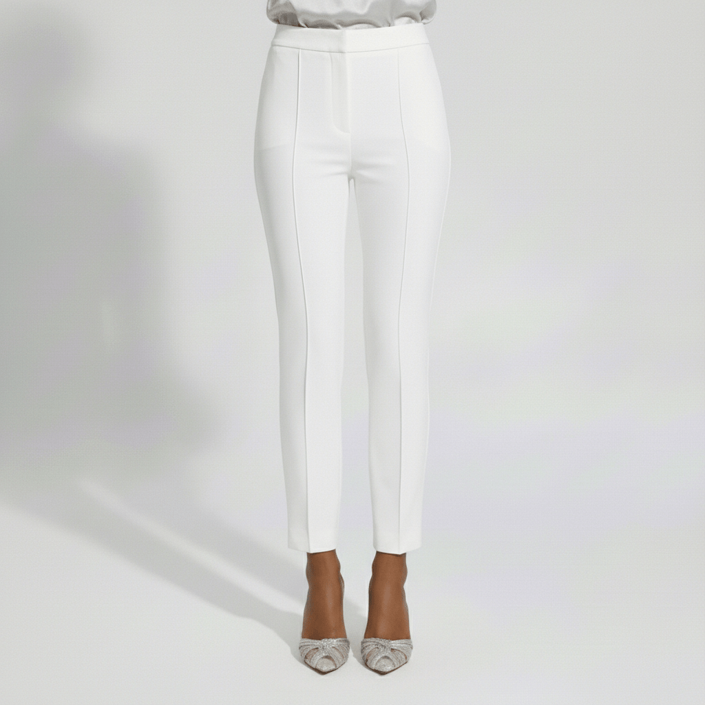 Ingrid Two Piece Set Feather Trim Blazer and Slim Fit Pants