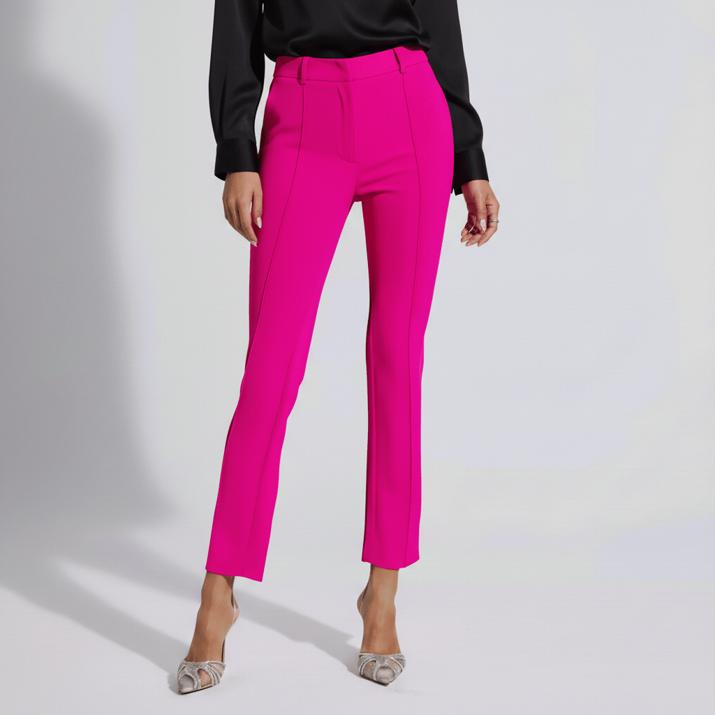 Ingrid Two Piece Set Feather Trim Blazer and Slim Fit Pants