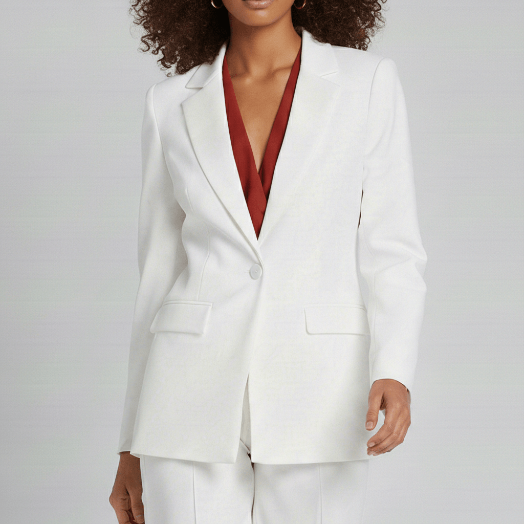 Irena Two Piece Set Deep V Blazer and Wide Leg Pants