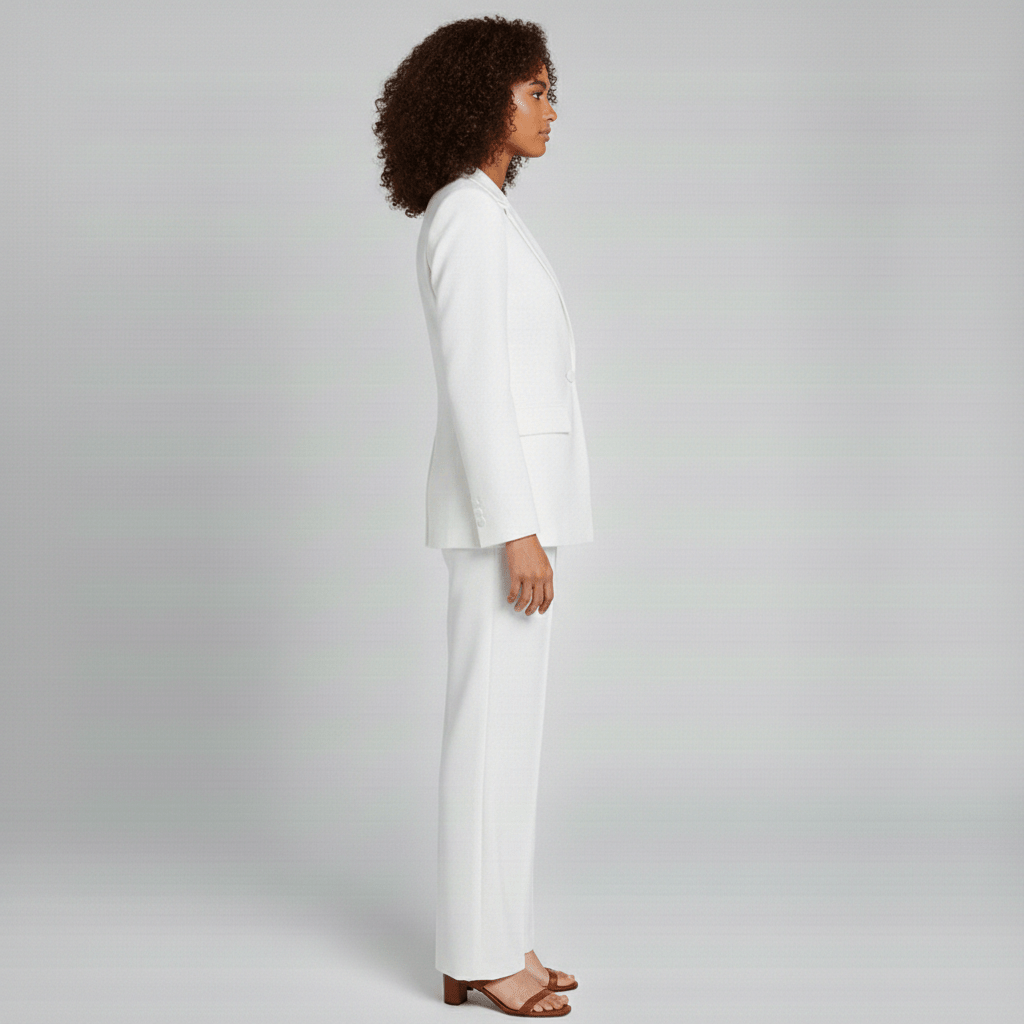 Irena Two Piece Set Deep V Blazer and Wide Leg Pants