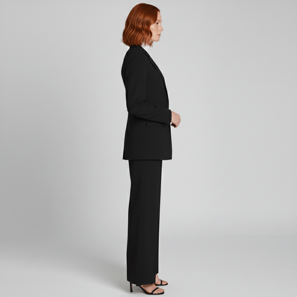 Irena Two Piece Set Deep V Blazer and Wide Leg Pants