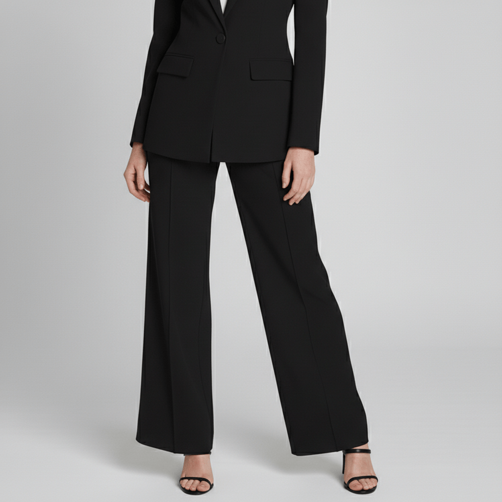 Irena Two Piece Set Deep V Blazer and Wide Leg Pants