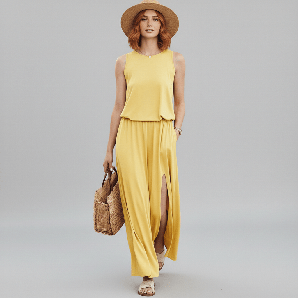 Jana Sleeveless Round Neck Maxi Dress for Women