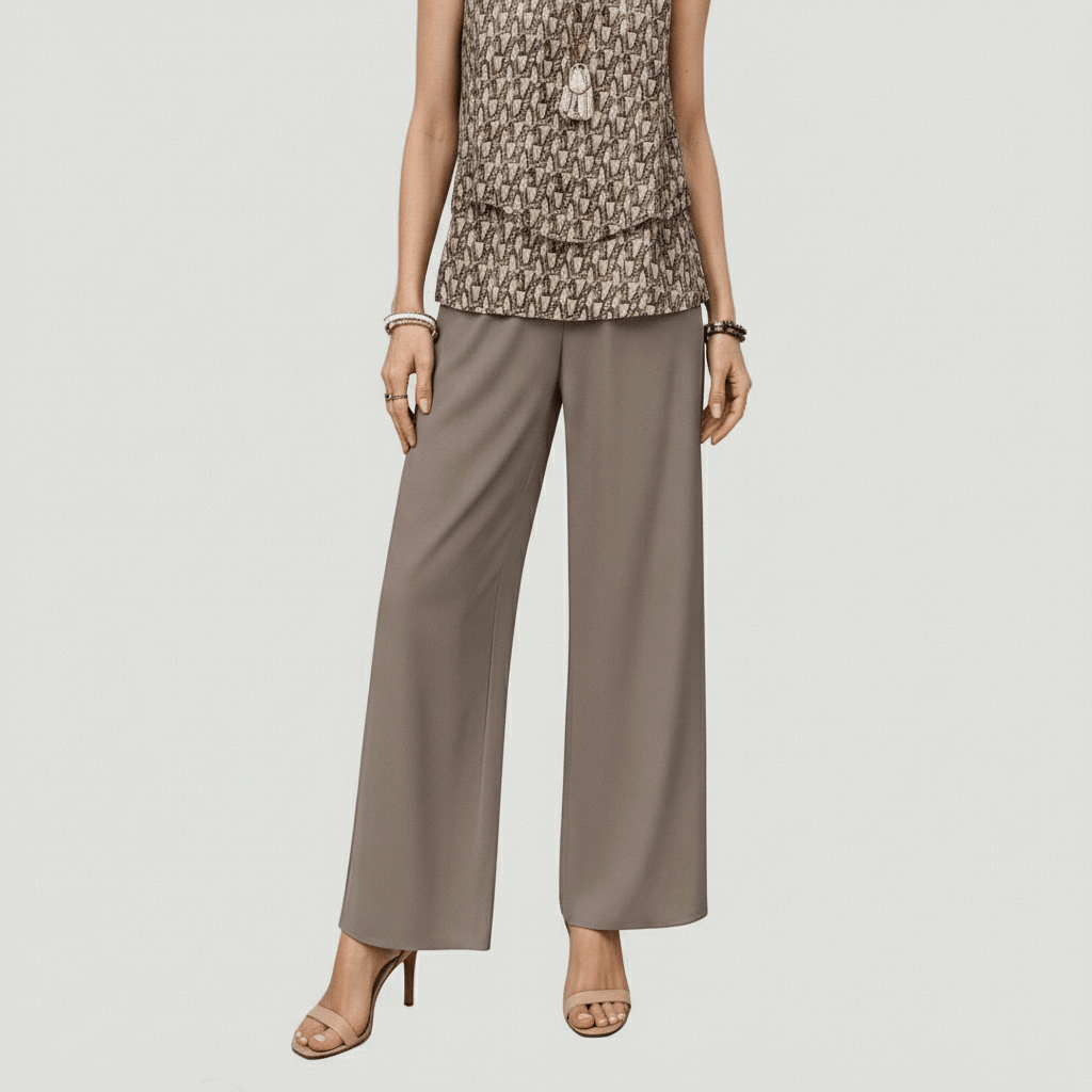 Jessica Two Piece Set Layered Top and Wide-Leg Pants