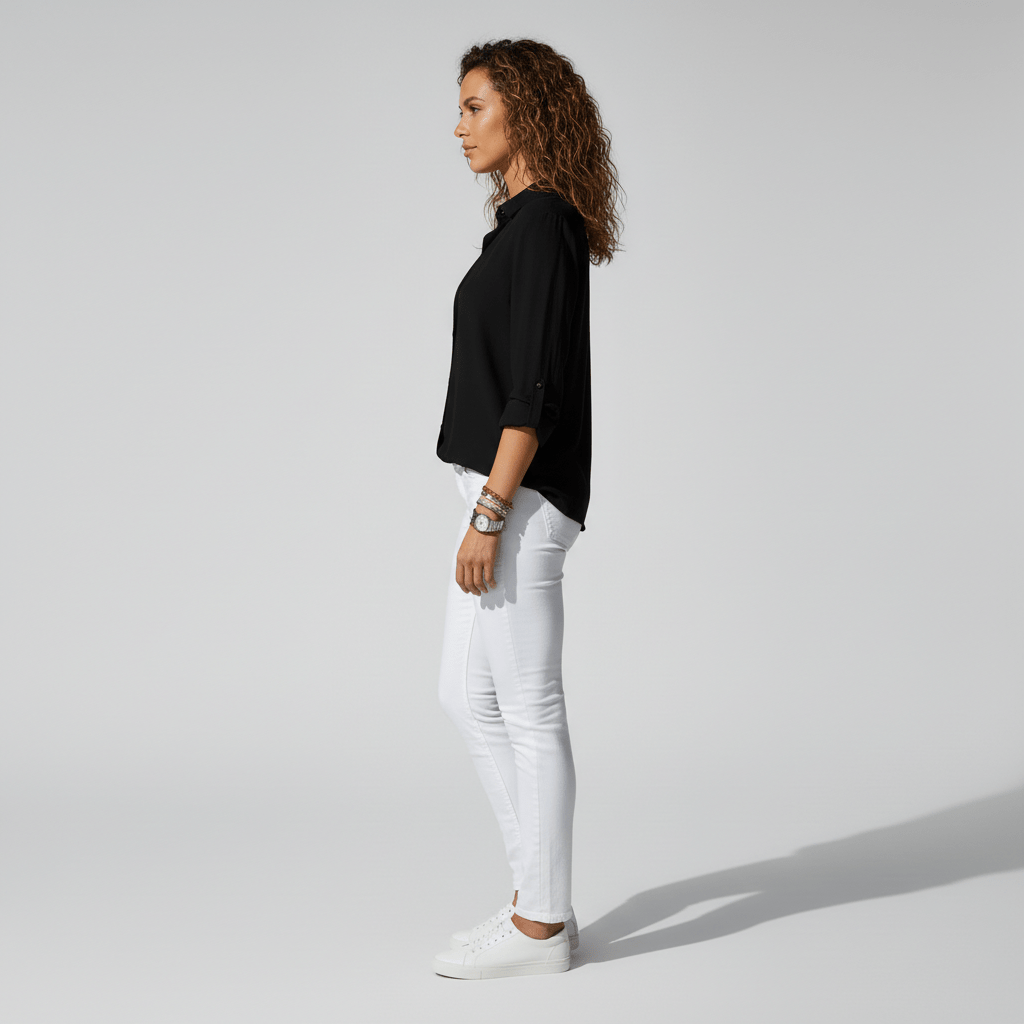 Joyce Button-Up Long Sleeve Blouse with Shirt Collar