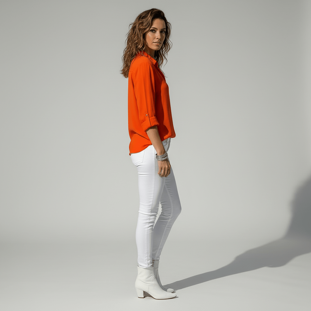 Joyce Button-Up Long Sleeve Blouse with Shirt Collar