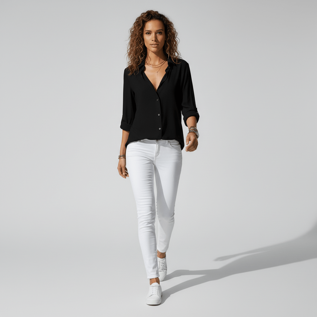 Joyce Button-Up Long Sleeve Blouse with Shirt Collar