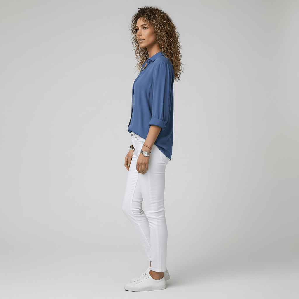 Joyce Button-Up Long Sleeve Blouse with Shirt Collar