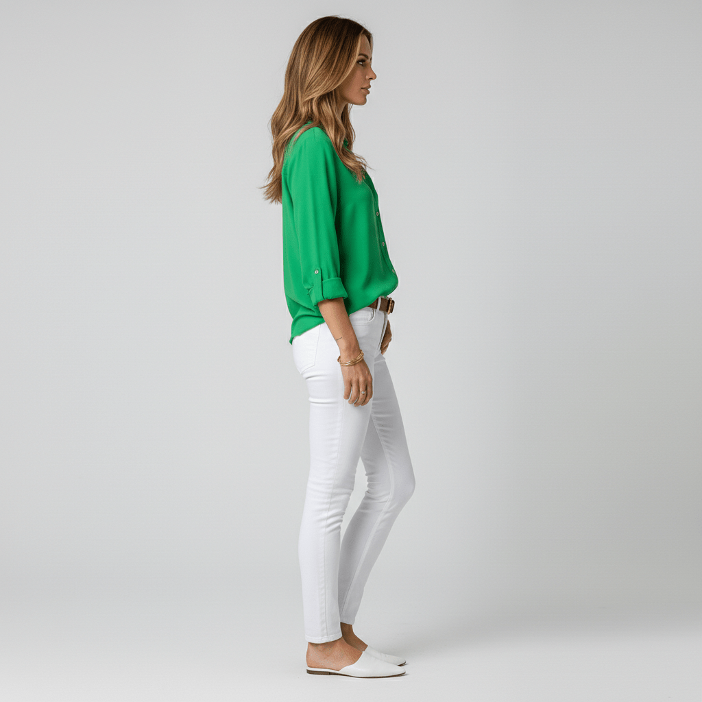 Joyce Button-Up Long Sleeve Blouse with Shirt Collar