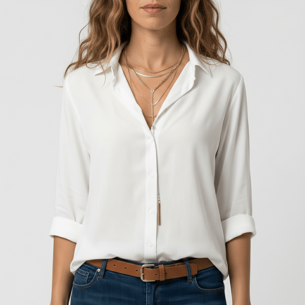 Joyce Button-Up Long Sleeve Blouse with Shirt Collar