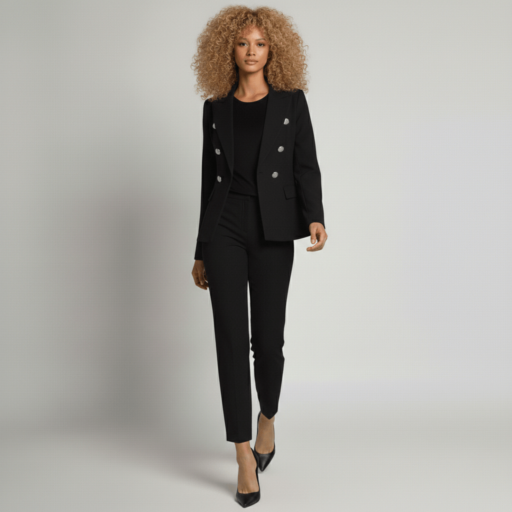 Keira Two Piece Set Double-Breasted Blazer and Slim Fit Pants