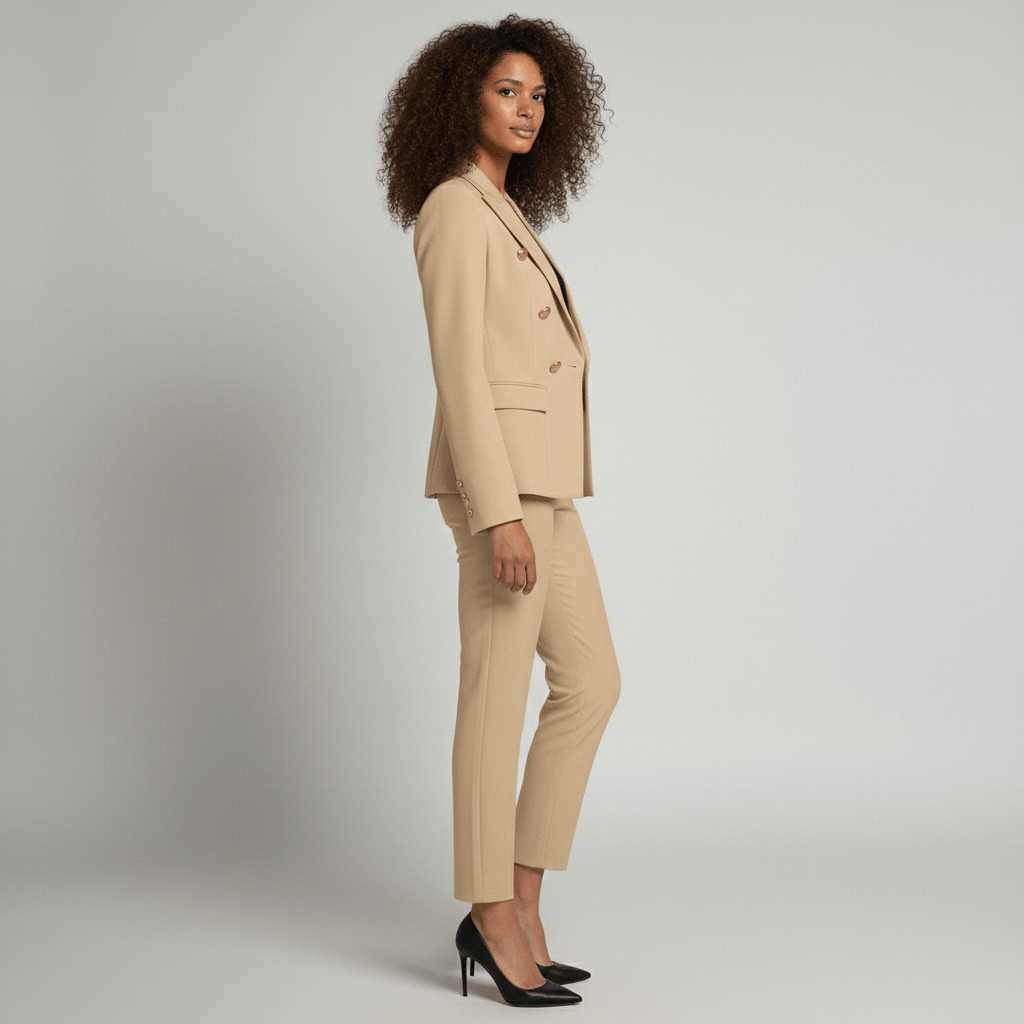Keira Two Piece Set Double-Breasted Blazer and Slim Fit Pants