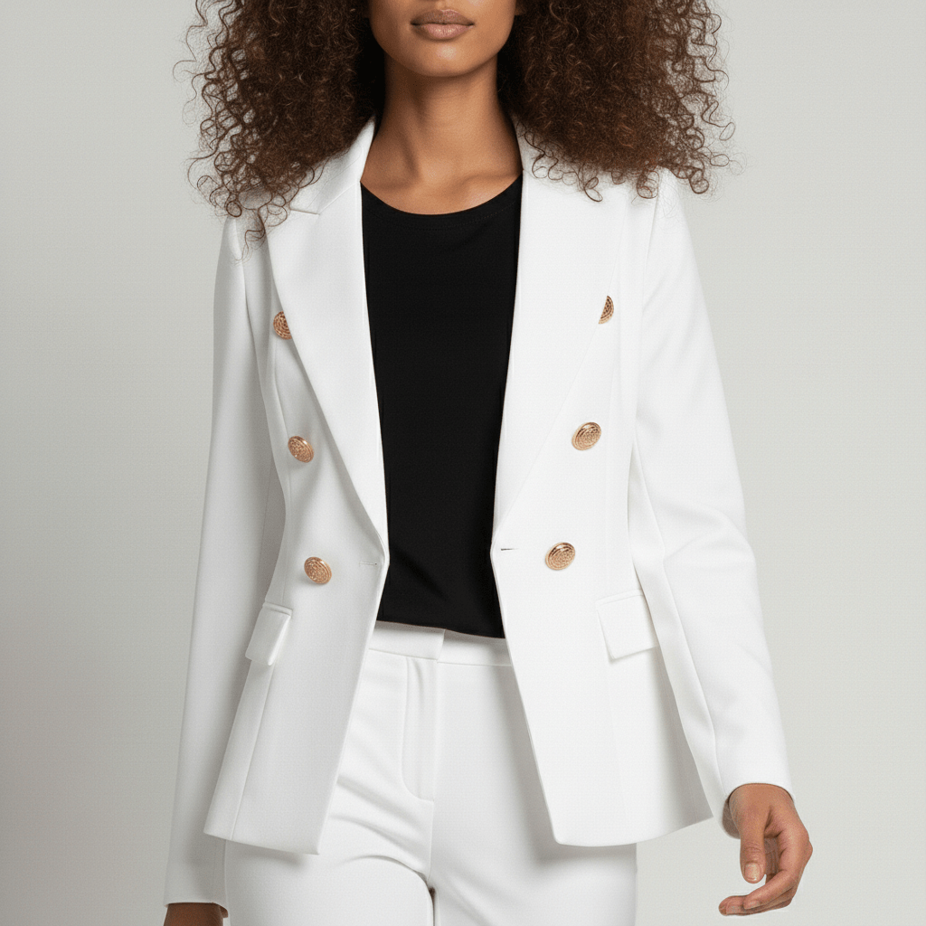 Keira Two Piece Set Double-Breasted Blazer and Slim Fit Pants