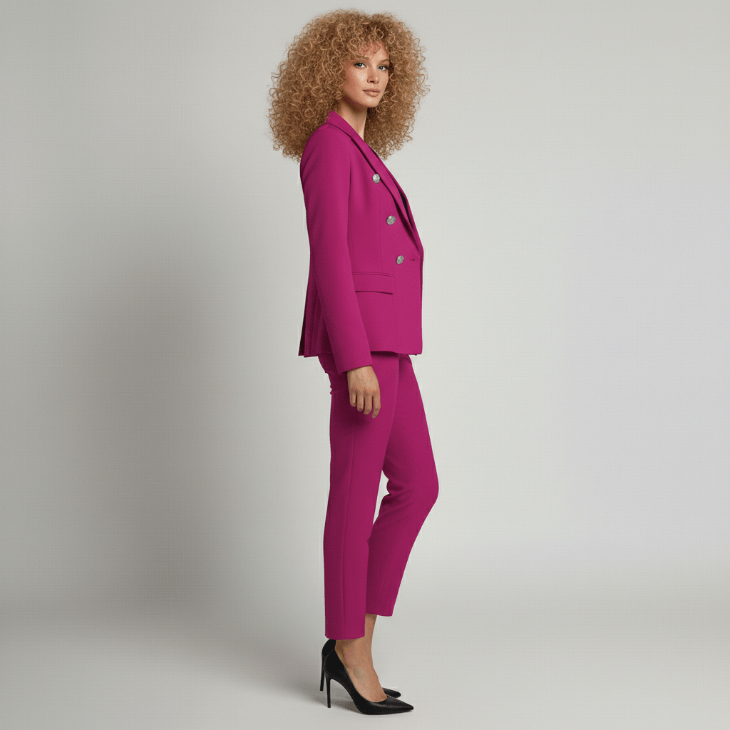 Keira Two Piece Set Double-Breasted Blazer and Slim Fit Pants