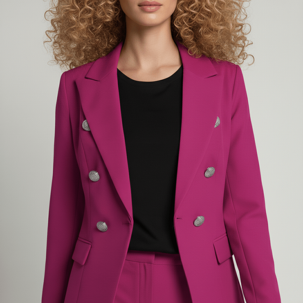 Keira Two Piece Set Double-Breasted Blazer and Slim Fit Pants