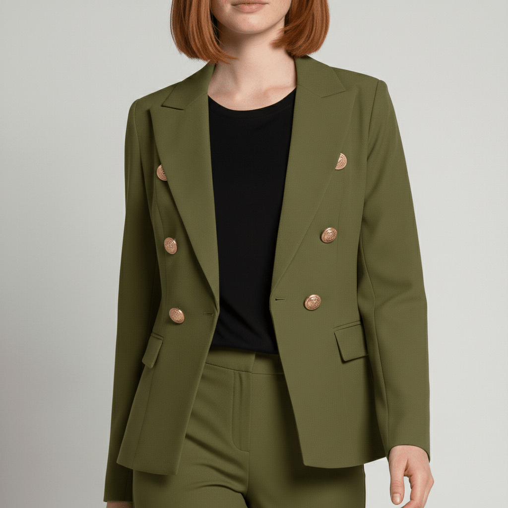 Keira Two Piece Set Double-Breasted Blazer and Slim Fit Pants