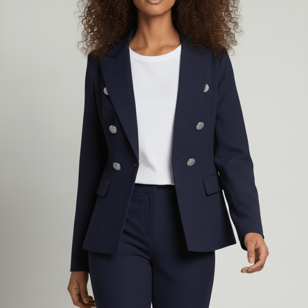 Keira Two Piece Set Double-Breasted Blazer and Slim Fit Pants