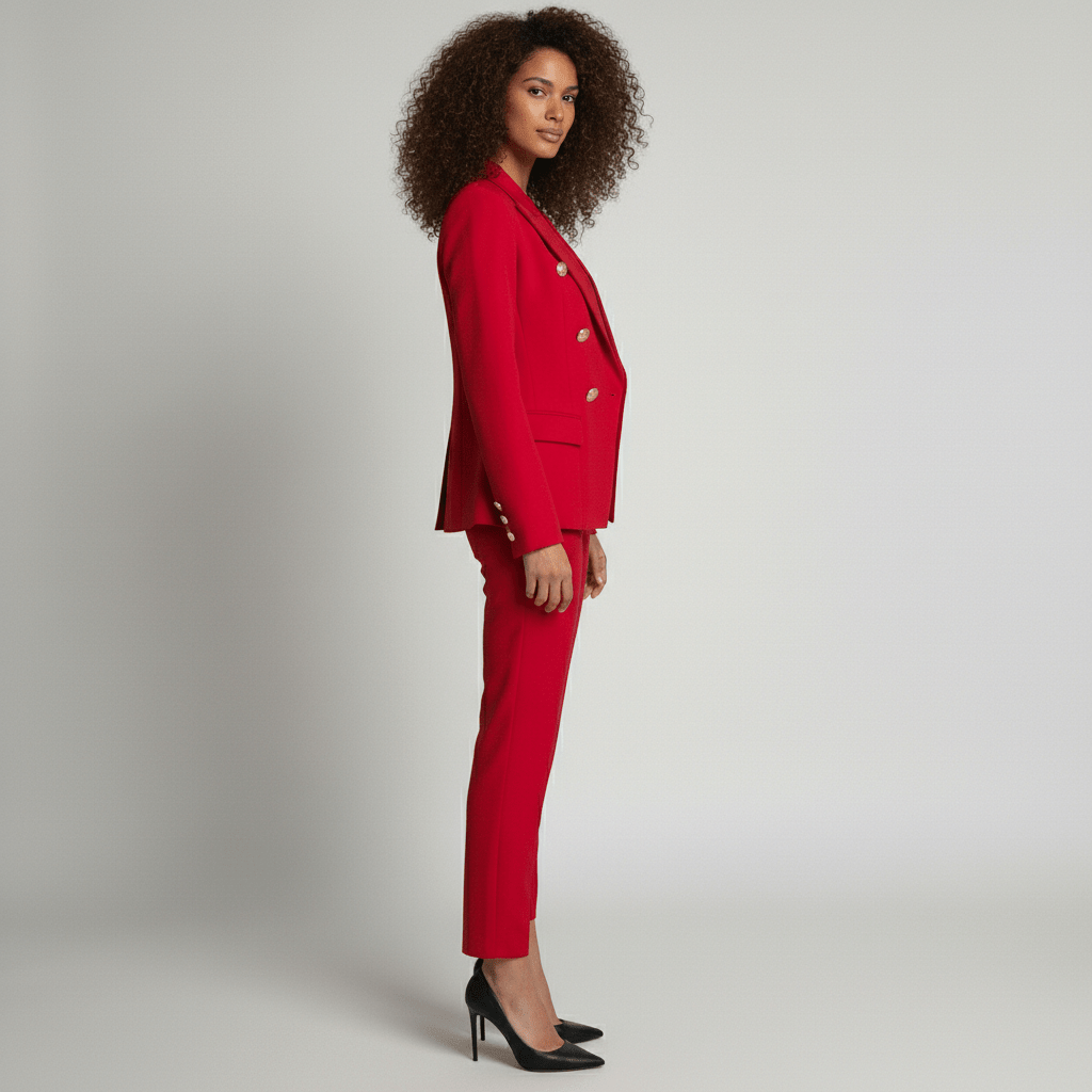 Keira Two Piece Set Double-Breasted Blazer and Slim Fit Pants