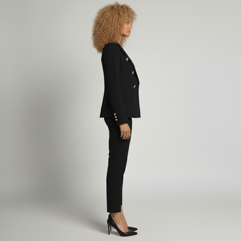 Keira Two Piece Set Double-Breasted Blazer and Slim Fit Pants