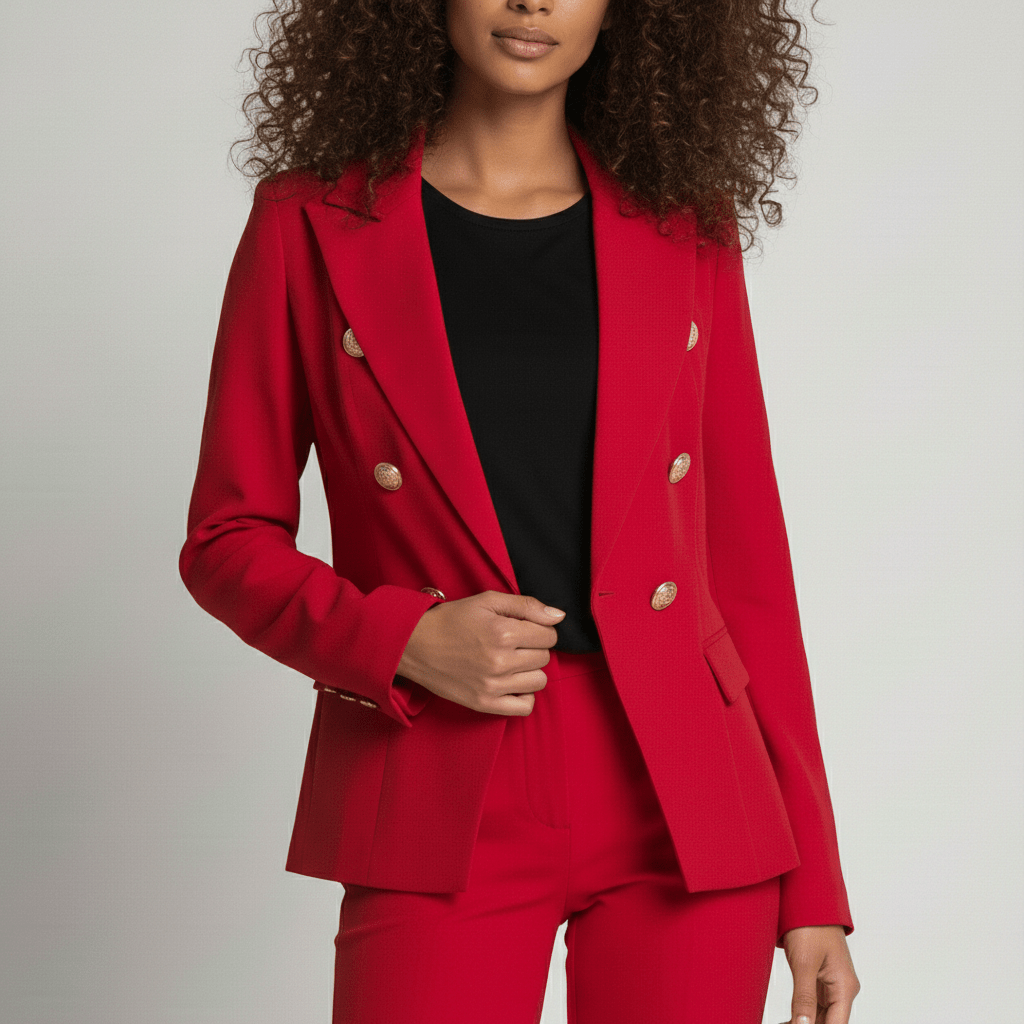 Keira Two Piece Set Double-Breasted Blazer and Slim Fit Pants