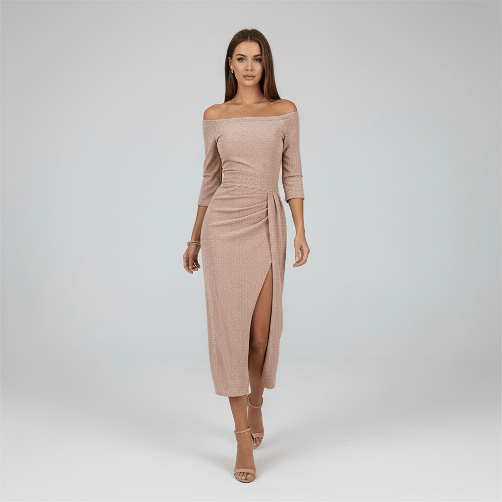 Kitty Elegant Off-Shoulder Wedding Guest Dress