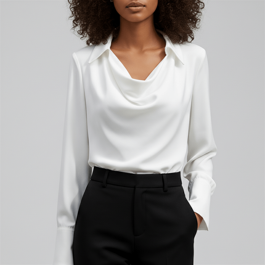 Lenora Cowl Neck Blouse with Long Sleeves