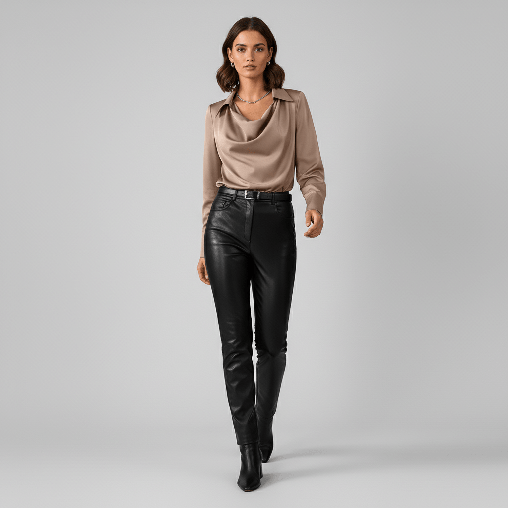 Lenora Cowl Neck Blouse with Long Sleeves