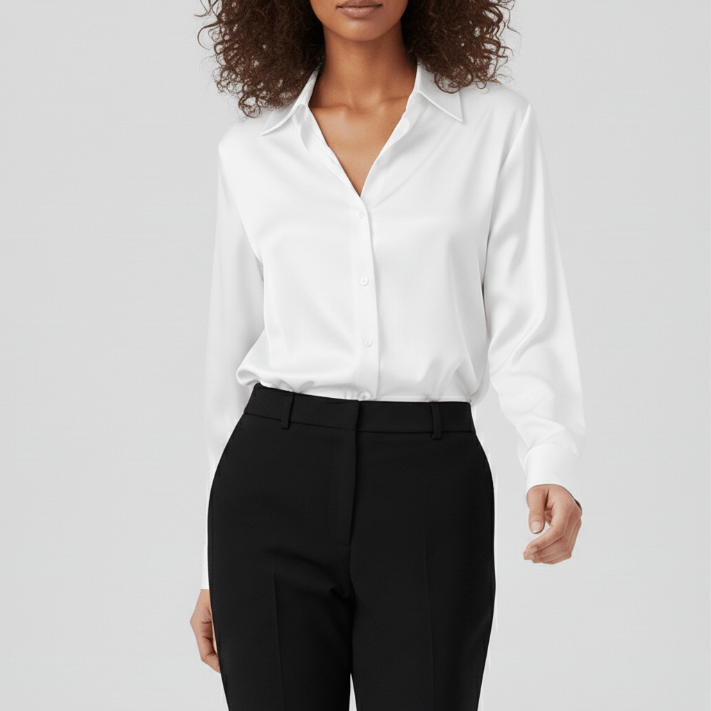 Liesel Button-Up Long Sleeve Blouse with Shirt Collar