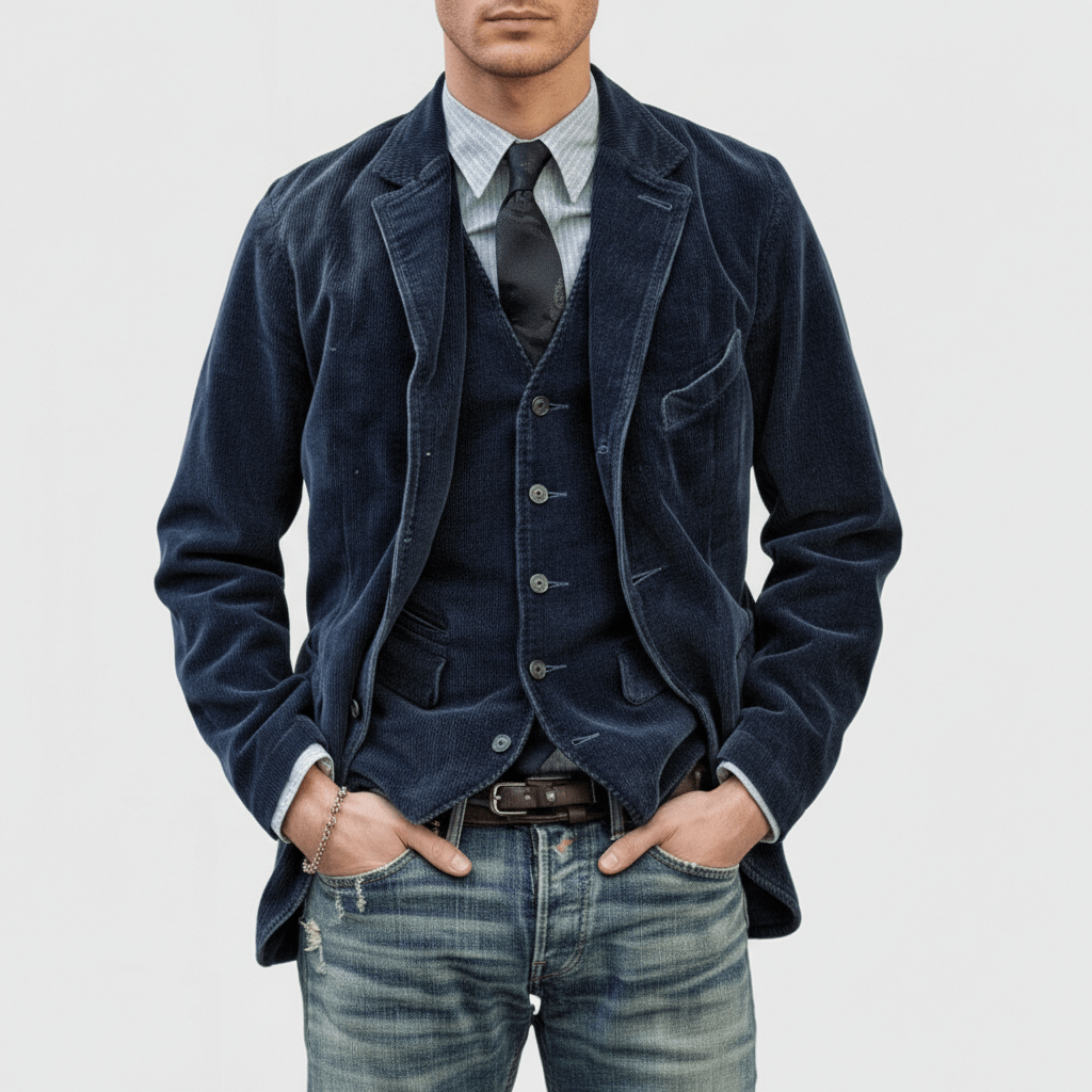 Lincoln Corduroy Blazer Vintage Casual Blazer with Vest