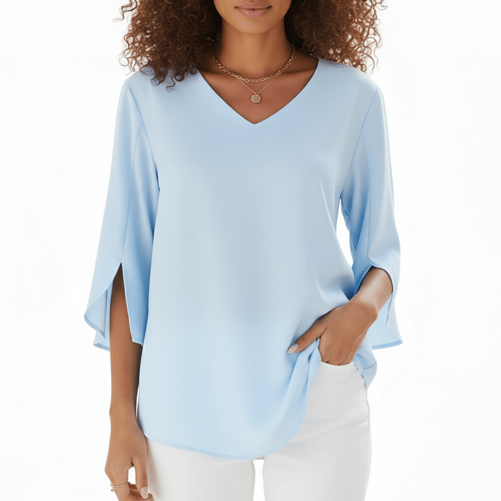 Mabel V-Neck Three-Quarter Sleeve Blouse