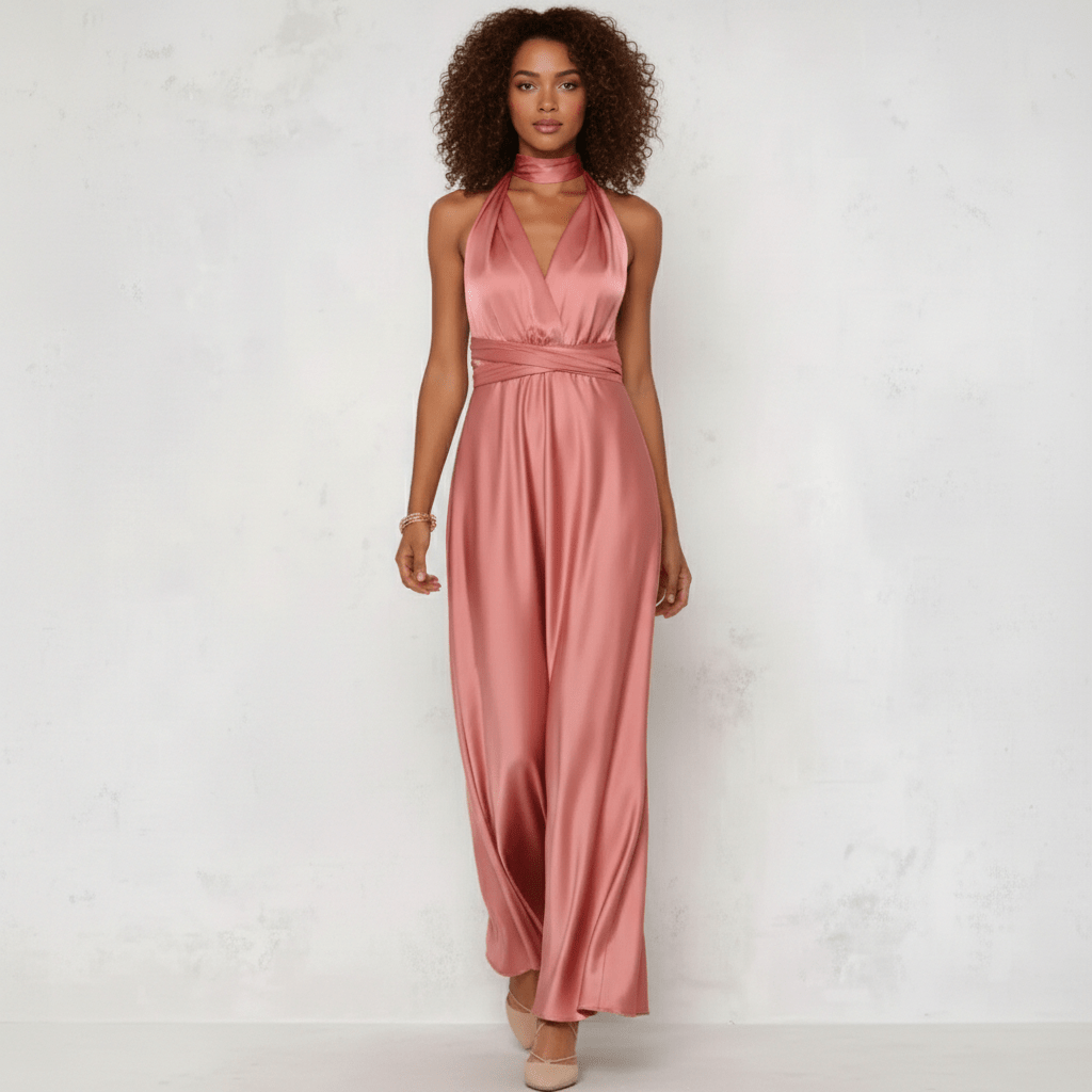 May Satin Plunge Maxi Wedding Guest Dress