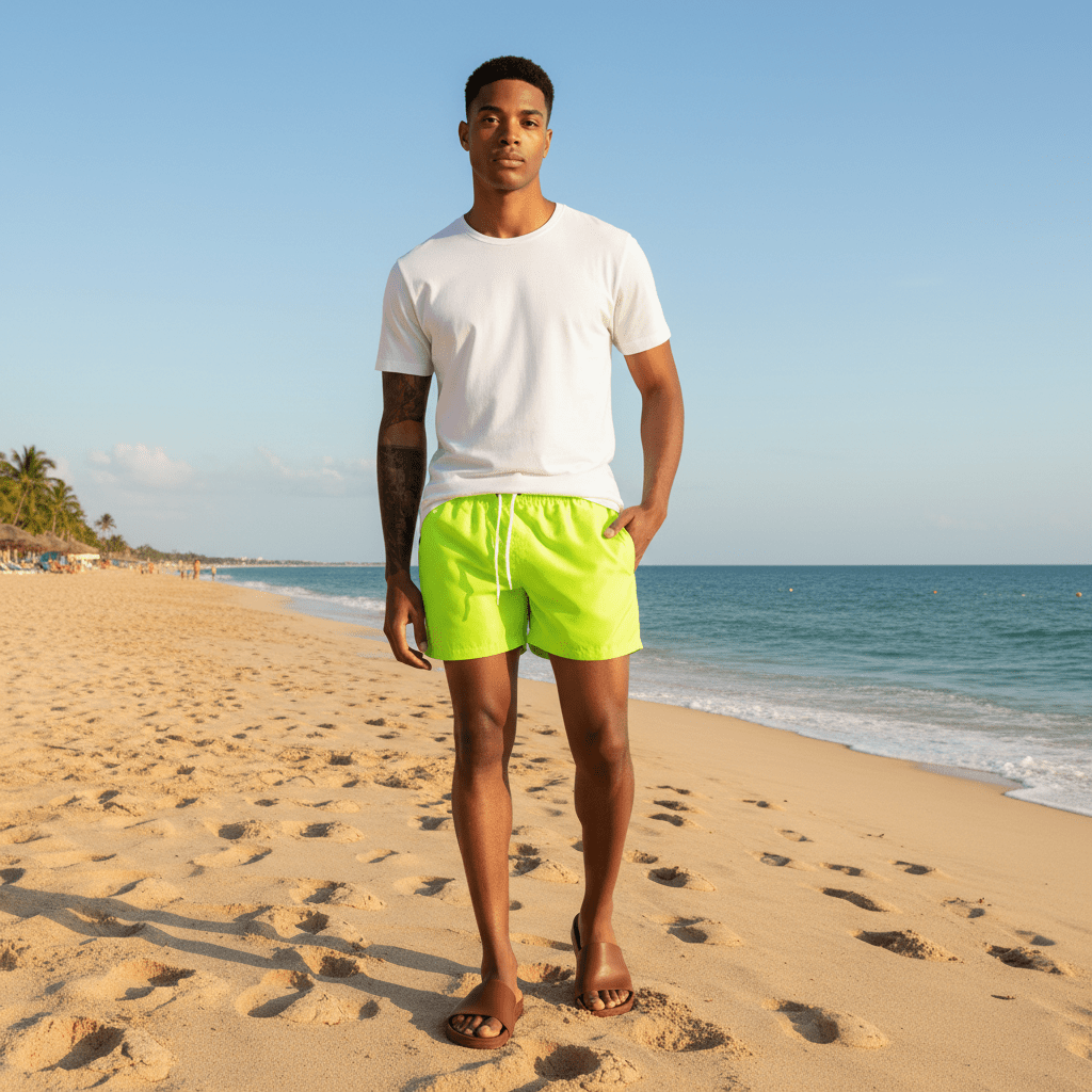 Melvin Drawstring Swim Shorts with Elastic Waist and Side Pockets