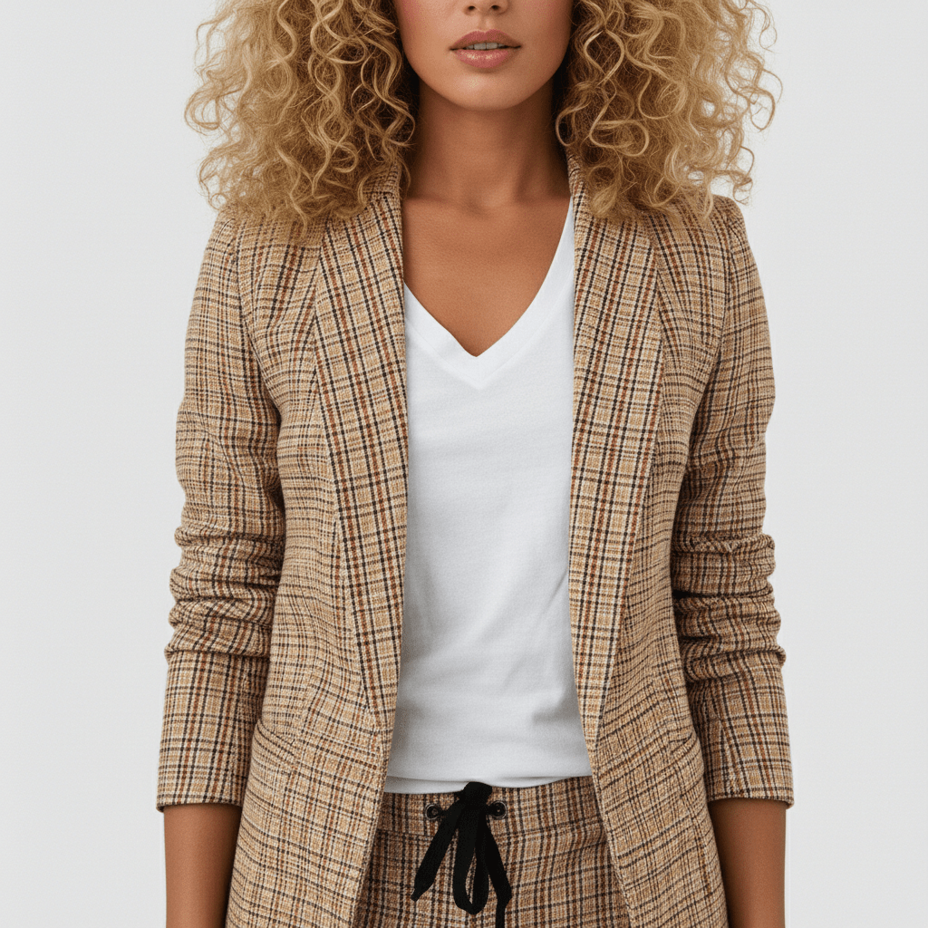 Moya Two Piece Set Plaid Blazer and Slim Fit Pants