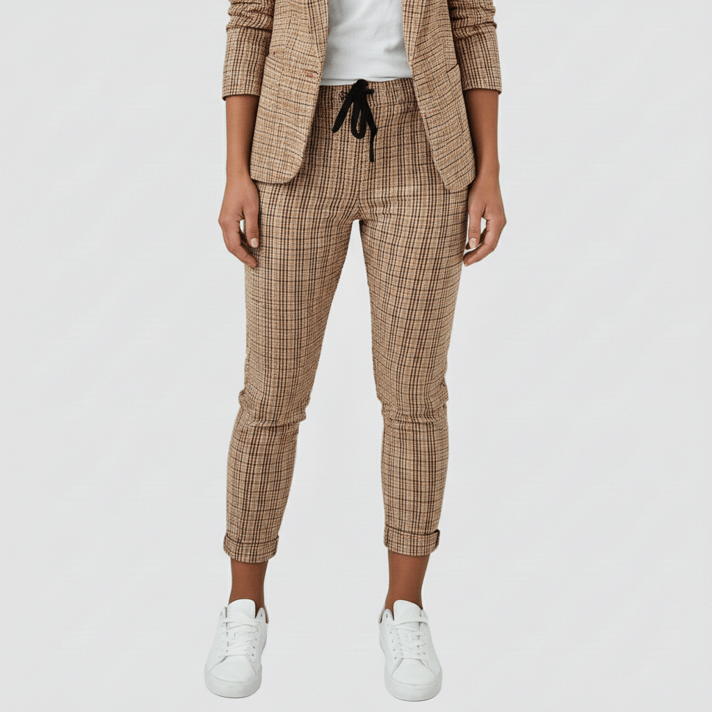 Moya Two Piece Set Plaid Blazer and Slim Fit Pants