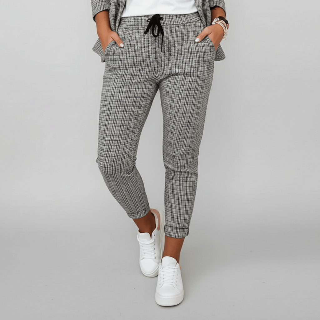 Moya Two Piece Set Plaid Blazer and Slim Fit Pants