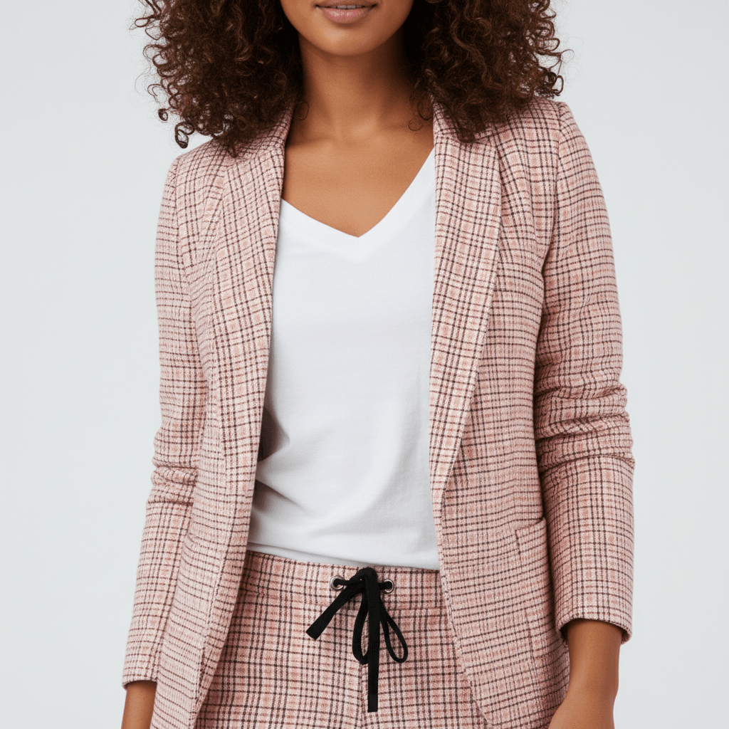 Moya Two Piece Set Plaid Blazer and Slim Fit Pants