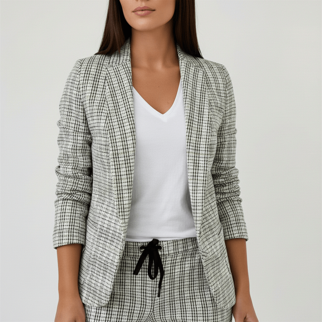 Moya Two Piece Set Plaid Blazer and Slim Fit Pants