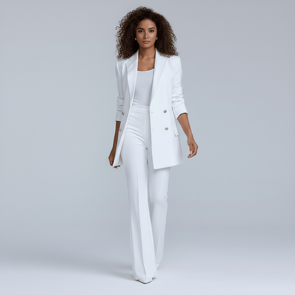 Nellie Two Piece Set Double-Breasted Blazer and Flared Pants