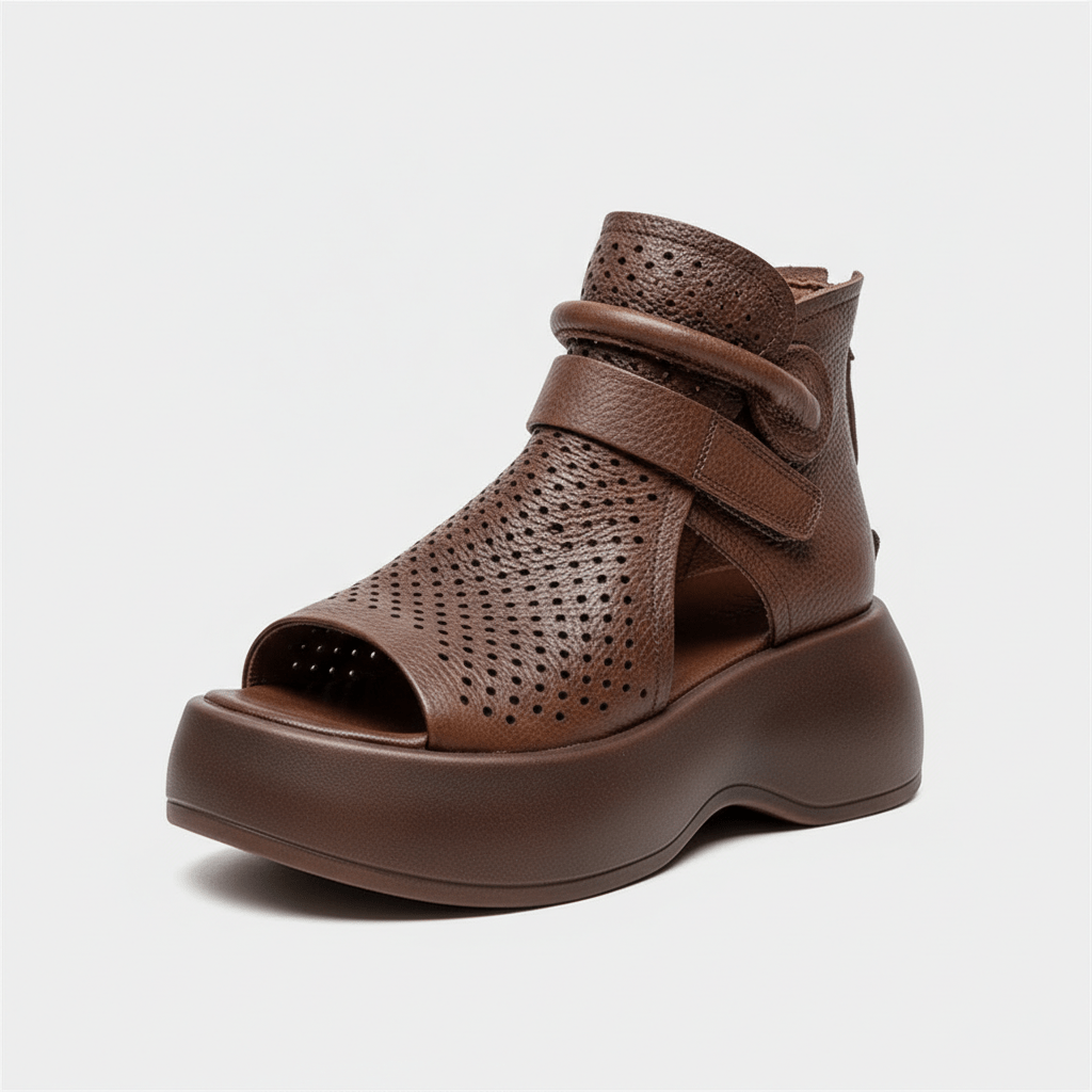 Novalie Peep Toe Platform Sandals Hook and Loop Sandals