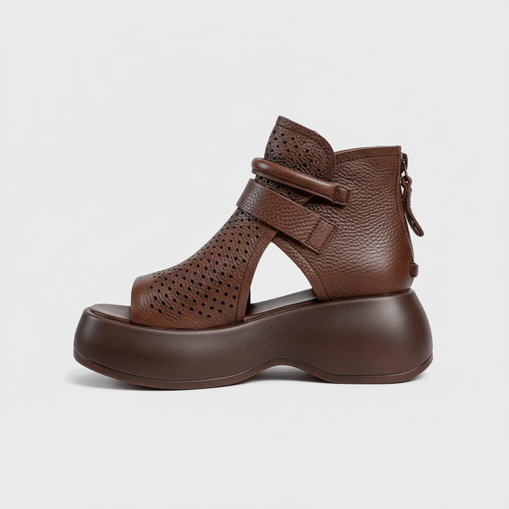 Novalie Peep Toe Platform Sandals Hook and Loop Sandals