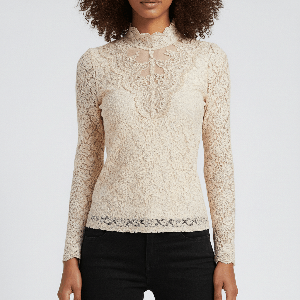 Rosie High Neck Embroidered Lace Blouse