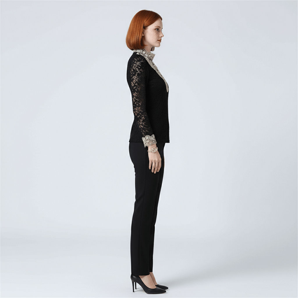 Rosie High Neck Embroidered Lace Blouse