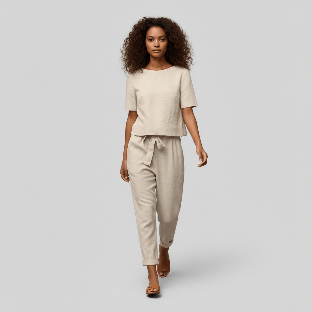 Roxana Two Piece Set Short Sleeve Top and Drawstring Pants