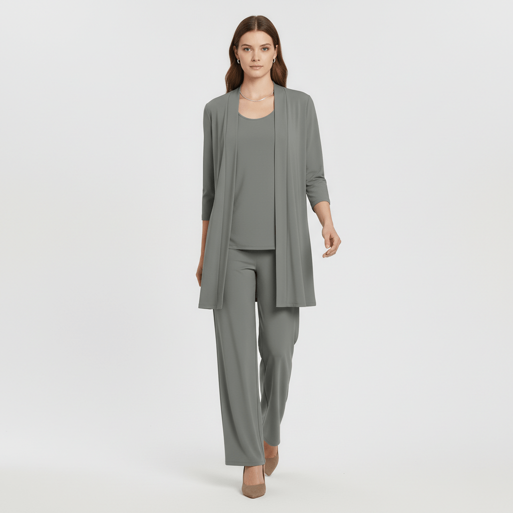 Ruth Two Piece Set Open Front Cardigan and Wide-Leg