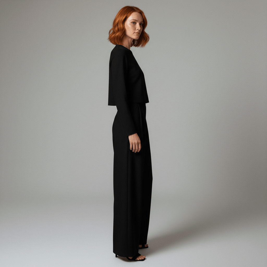 Scarlett Two Piece Set Long Sleeve Crop Top and Wide-Leg Pants