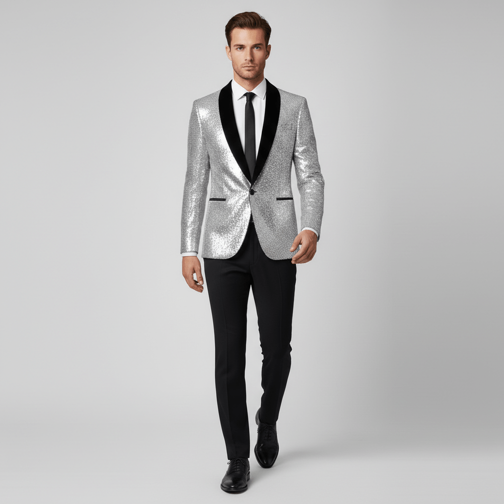 Shane Sequin Blazer Shawl Lapel Party Blazer
